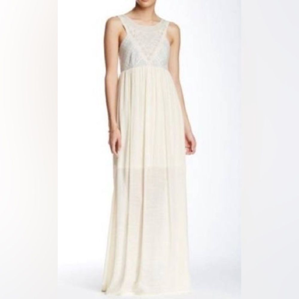 Flying Tomato Embroidered White Sleeveless Maxi Dress Womens Small